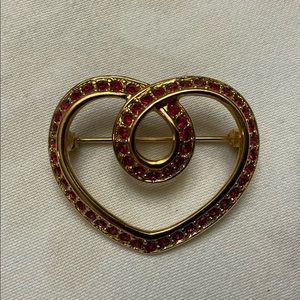 Valentine Crystal Napier Heart Brooch/Pin